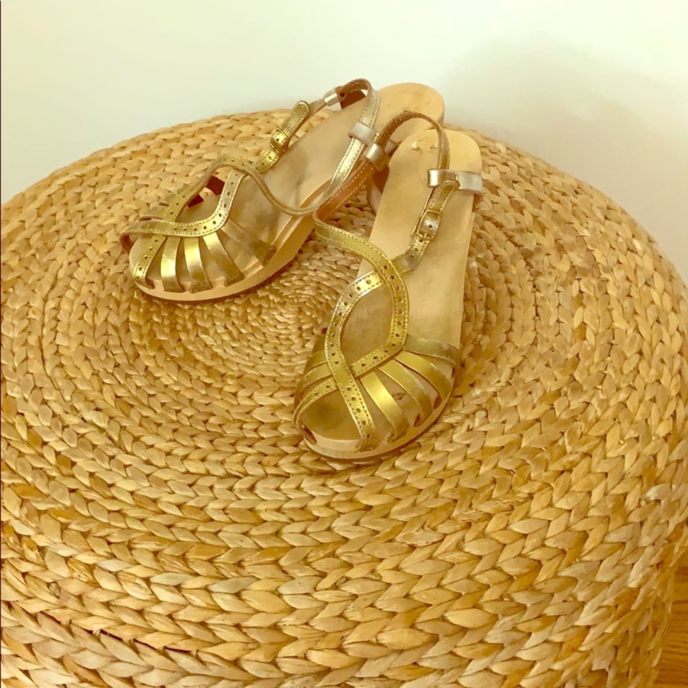 COPY - Swedish Hasbeen Gold Disco Queen Sandals